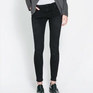 Zara Z1975 Moto Skinny Jean Black Size 04